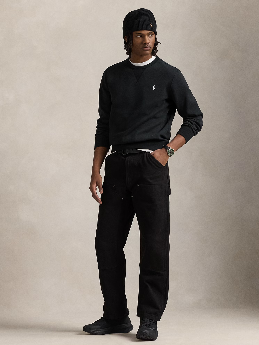 RALPH LAUREN Double-Knit Sweatshirt Black/Cream