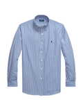 RALPH LAUREN Custom Fit Stretch Poplin Shirt Blue/White Bengal Stripe