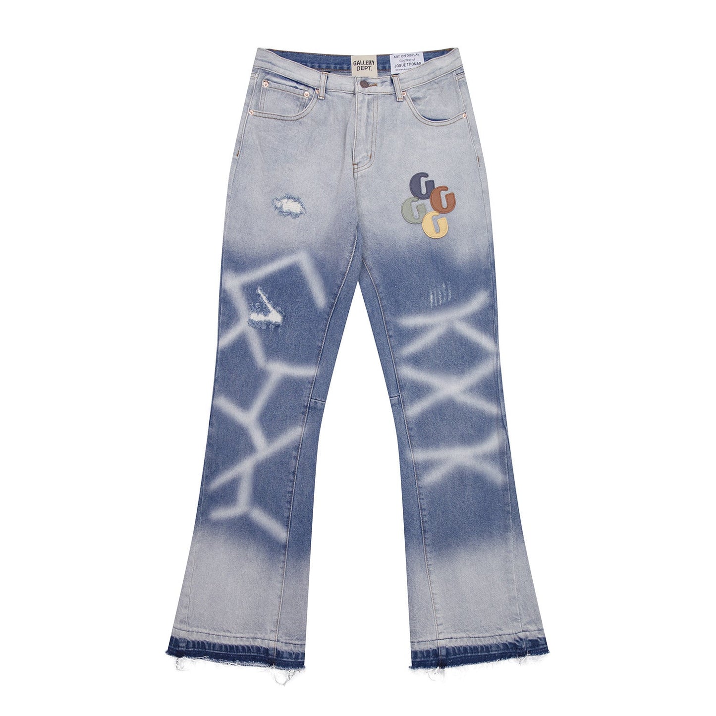Gallery Dept Jeans leather label embroidery water ripple gradual change wash jeans